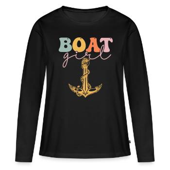 Groovy Femme Plaisancier Fille De Navigation De Plaisance - T-shirt manches longues Premium bio Femme - noir - Devant - Julia (174cm)
