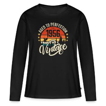 1956 Vintage - Geburtstagsgeschenk 1956 Retro 1956 - Frauen Premium Bio Langarmshirt - Schwarz - Vorne - Julia (174cm)