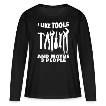 Artisan Outils Outil de bricolage - T-shirt manches longues Premium bio Femme - noir - Devant - Julia (174cm)