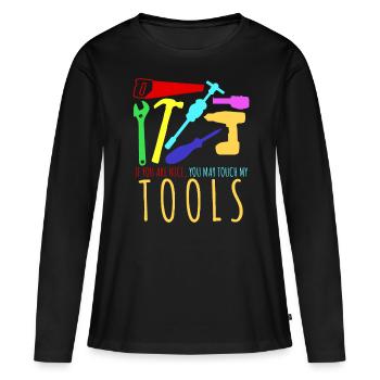 Artisan Outils Outil DIY - T-shirt manches longues Premium bio Femme - noir - Devant - Julia (174cm)