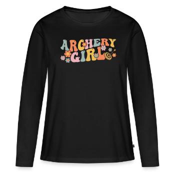Groovy Archer - T-shirt manches longues Premium bio Femme - noir - Devant - Julia (174cm)