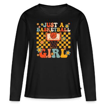Joueur groovy - T-shirt manches longues Premium bio Femme - noir - Devant - Julia (174cm)