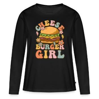 Groovy Hamburger - T-shirt manches longues Premium bio Femme - noir - Devant - Julia (174cm)