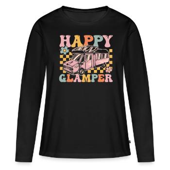 Groovy Glamping - T-shirt manches longues Premium bio Femme - noir - Devant - Julia (174cm)