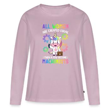 CNC Machine - T-shirt manches longues Premium bio Femme - rose poudré - Devant - Julia (174cm)