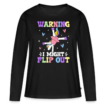 Gymnastique drôle Turner roue de charrette - T-shirt manches longues Premium bio Femme - noir - Devant - Julia (174cm)
