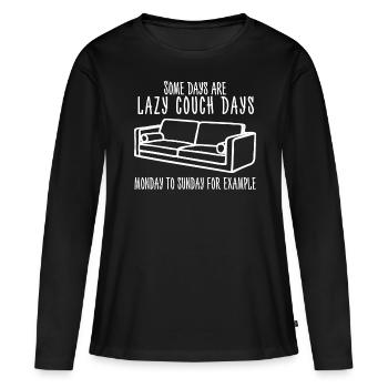 Blague sur le canapé - T-shirt manches longues Premium bio Femme - noir - Devant - Julia (174cm)
