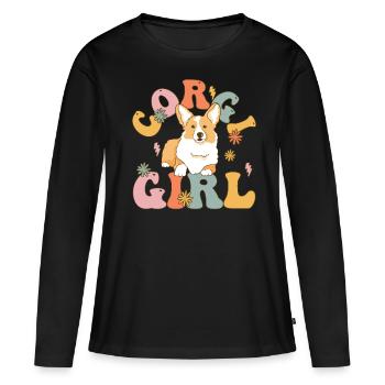 Groovy Hundeliebhaberin - Frauen Premium Bio Langarmshirt - Schwarz - Vorne - Julia (174cm)