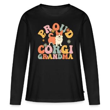 Chien Groovy - T-shirt manches longues Premium bio Femme - noir - Devant - Julia (174cm)