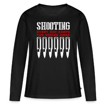 Armes à feu Armes Pistolet Fusil Arme à feu Pistolet - T-shirt manches longues Premium bio Femme - noir - Devant - Julia (174cm)