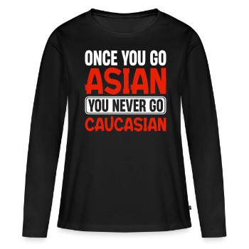 Drôle de fierté asiatique - T-shirt manches longues Premium bio Femme - noir - Devant - Julia (174cm)