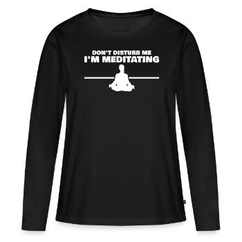 Méditation Yoga Méditer - T-shirt manches longues Premium bio Femme - noir - Devant - Julia (174cm)