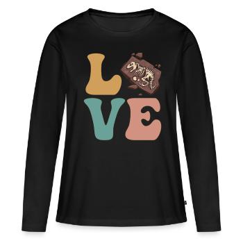 Chasse aux fossiles, Chasseurs de fossiles, Paléontologie - T-shirt manches longues Premium bio Femme - noir - Devant - Julia (174cm)