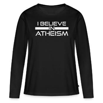 Athée, Agnostique, Non-croyant, Athéisme - T-shirt manches longues Premium bio Femme - noir - Devant - Julia (174cm)