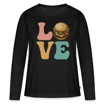 Hamburger Cheeseburger - T-shirt manches longues Premium bio Femme - noir - Devant - Julia (174cm)