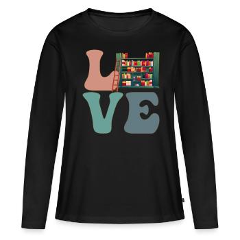 Bibliothèque bibliothécaire - T-shirt manches longues Premium bio Femme - noir - Devant - Julia (174cm)