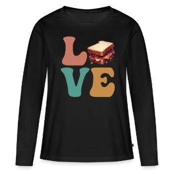 Erdnussbutter und Gelee PB & J - Frauen Premium Bio Langarmshirt - Schwarz - Vorne - Julia (174cm)