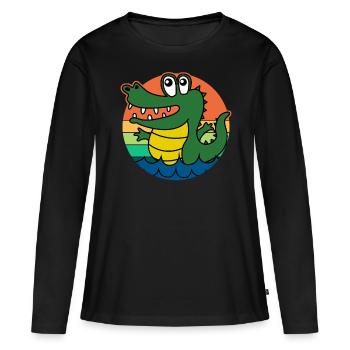 Alligators Rétro Alligator - T-shirt manches longues Premium bio Femme - noir - Devant - Julia (174cm)