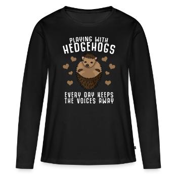 Hérissons Hérisson - T-shirt manches longues Premium bio Femme - noir - Devant - Julia (174cm)