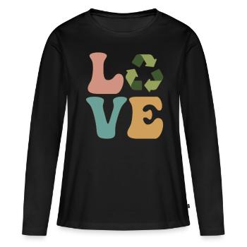 Recyclage, Recyclage, Jour de la Terre, Environnementaliste - T-shirt manches longues Premium bio Femme - noir - Devant - Julia (174cm)