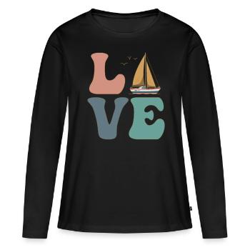 Segeln Segler Segelboot Segelboot Segelboot - Frauen Premium Bio Langarmshirt - Schwarz - Vorne - Julia (174cm)