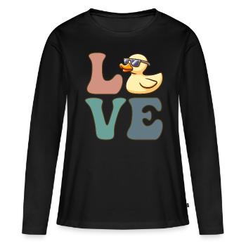 Gummiente Entchen Entchen Entchen - Frauen Premium Bio Langarmshirt - Schwarz - Vorne - Julia (174cm)