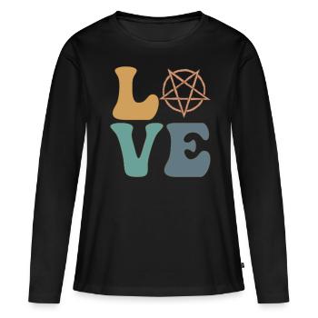 Sataniste Pentagramme Satanisme Satanique K - T-shirt manches longues Premium bio Femme - noir - Devant - Julia (174cm)