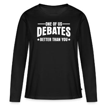 Club de débat de l’équipe de débat - T-shirt manches longues Premium bio Femme - noir - Devant - Julia (174cm)
