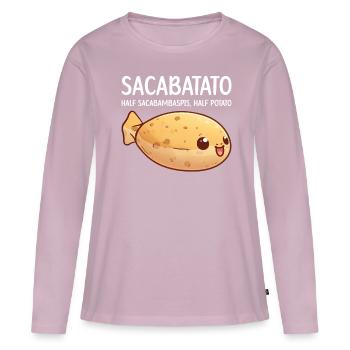 Drôle De Poisson Meme - T-shirt manches longues Premium bio Femme - rose poudré - Devant - Julia (174cm)