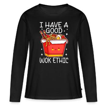Stir Fry Nudeln Chinesisch Kochen - Frauen Premium Bio Langarmshirt - Schwarz - Vorne - Julia (174cm)