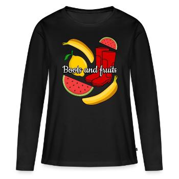 Red Rain Boots and Fruits - Women's Premium Organic Long Sleeve Shirt - black - Front - Julia (174cm)