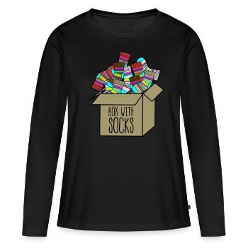 Chaussettes d’hiver Chaussettes en laine dans une boîte - T-shirt manches longues Premium bio Femme - noir - Devant - Julia (174cm)
