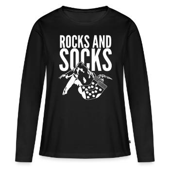 Chaussettes d’hiver Rocks Chaussettes de randonnée en laine - T-shirt manches longues Premium bio Femme - noir - Devant - Julia (174cm)