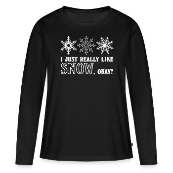 Flocon de neige Flocons de neige - T-shirt manches longues Premium bio Femme - noir - Devant - Julia (174cm)