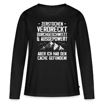 Gecache Geocaching Hobby Cache - Frauen Premium Bio Langarmshirt - Schwarz - Vorne - Julia (174cm)