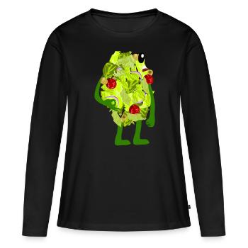 Salades Salades Circle Game Vegan - T-shirt manches longues Premium bio Femme - noir - Devant - Julia (174cm)