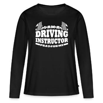 Moniteur d’auto-école Joke Driving School - T-shirt manches longues Premium bio Femme - noir - Devant - Julia (174cm)