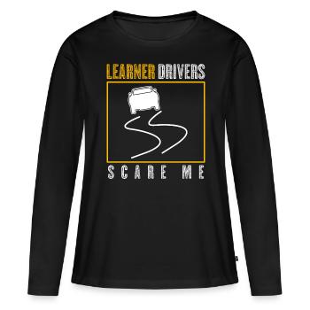Moniteur d’auto-école Apprenti conducteur - T-shirt manches longues Premium bio Femme - noir - Devant - Julia (174cm)