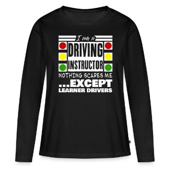 Moniteur d’auto-école Apprentis conducteurs - T-shirt manches longues Premium bio Femme - noir - Devant - Julia (174cm)
