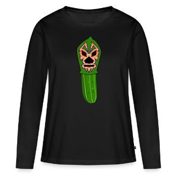 Lucha Libre Concombre Luchador Lutte - T-shirt manches longues Premium bio Femme - noir - Devant - Julia (174cm)