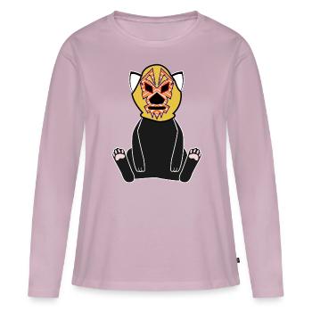 Lucha Libre Cat Luchador Lutte - T-shirt manches longues Premium bio Femme - rose poudré - Devant - Julia (174cm)