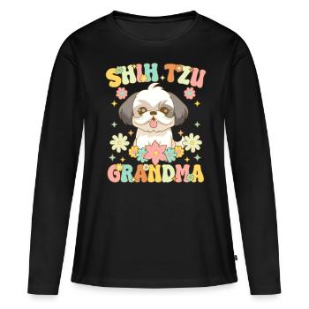 Groovy Hundeliebhaberin - Frauen Premium Bio Langarmshirt - Schwarz - Vorne - Julia (174cm)