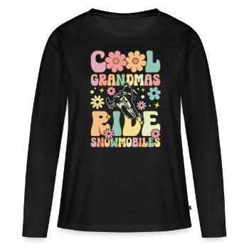 Groovy Snowmobiling Oma - Frauen Premium Bio Langarmshirt - Schwarz - Vorne - Julia (174cm)