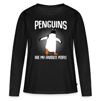 Pingouins Pingouin - T-shirt manches longues Premium bio Femme - noir - Devant - Julia (174cm)