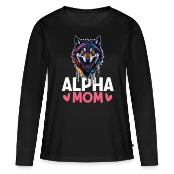 Loup Alpha Femelle - T-shirt manches longues Premium bio Femme - noir - Devant - Julia (174cm)