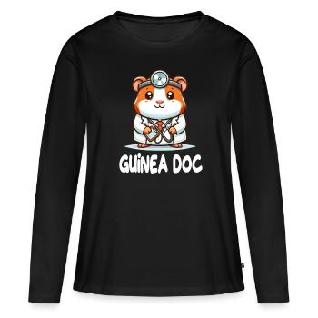 Doktor Meerschweinchen Guinea Doc - Frauen Premium Bio Langarmshirt - Schwarz - Vorne - Julia (174cm)