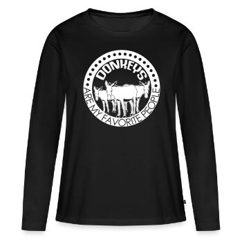 Blague d’âne avec des ânes - T-shirt manches longues Premium bio Femme - noir - Devant - Julia (174cm)