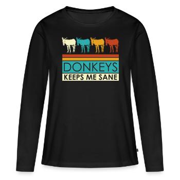 Âne Ânes rétro - T-shirt manches longues Premium bio Femme - noir - Devant - Julia (174cm)
