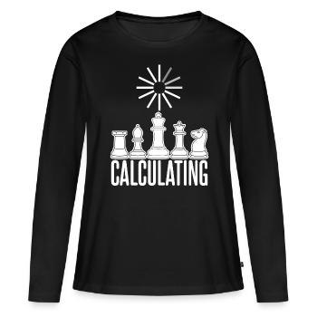 Échiquier Calcul de l’échiquier - T-shirt manches longues Premium bio Femme - noir - Devant - Julia (174cm)