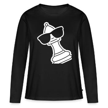Pièces d’échecs Échiquier - T-shirt manches longues Premium bio Femme - noir - Devant - Julia (174cm)